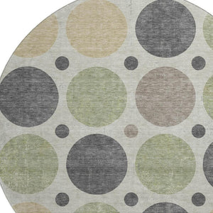 HomeRoots 8' X 10' Washable Beige Charcoal Green Geometric Area Rug with UV Protection for Modern Spaces 709142