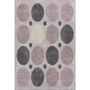 HomeRoots 5' Geometric Washable Area Rug in Blush, Charcoal & Ivory - Durable, Stain Resistant & UV Protected 709146