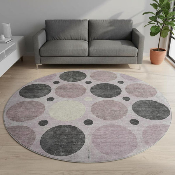 HomeRoots 8' X 10' Stylish Blush Charcoal Ivory Geometric Washable Area Rug with UV Protection for Homes 709148