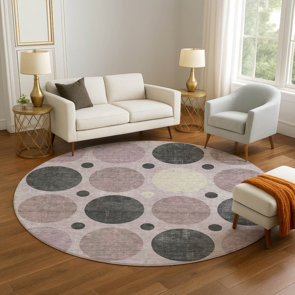 HomeRoots 8' X 10' Stylish Blush Charcoal Ivory Geometric Washable Area Rug with UV Protection for Homes 709148