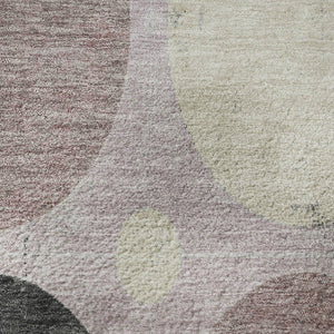 HomeRoots 8' X 10' Stylish Blush Charcoal Ivory Geometric Washable Area Rug with UV Protection for Homes 709148