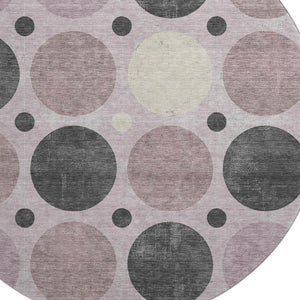 HomeRoots 8' X 10' Stylish Blush Charcoal Ivory Geometric Washable Area Rug with UV Protection for Homes 709148