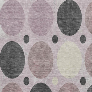 HomeRoots 9' X 12' Blush Charcoal Ivory Geometric Washable Area Rug - Durable, Stain-Resistant, UV Protected 709149