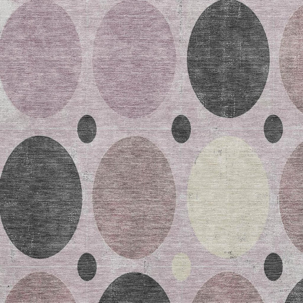 HomeRoots 9' X 12' Blush Charcoal Ivory Geometric Washable Area Rug - Durable, Stain-Resistant, UV Protected 709149