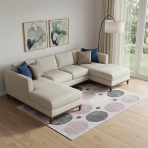 HomeRoots 10' X 14' Blush Charcoal Ivory Geometric Washable Area Rug – Stain Resistant, UV Protected & Stylish! 709150