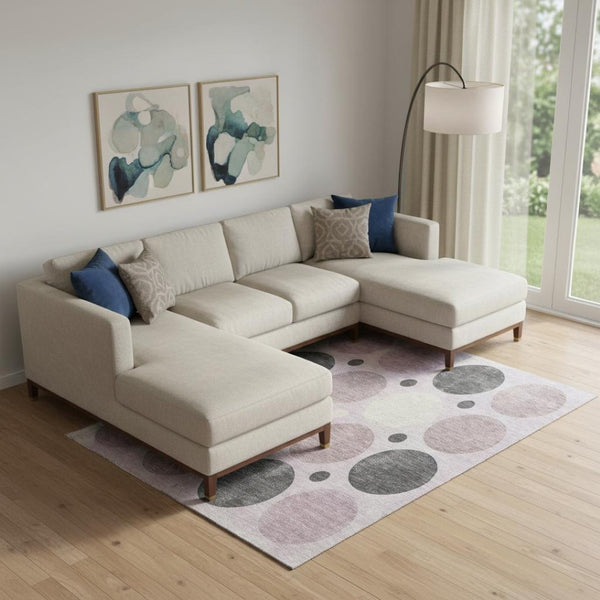 HomeRoots 10' X 14' Blush Charcoal Ivory Geometric Washable Area Rug – Stain Resistant, UV Protected & Stylish! 709150
