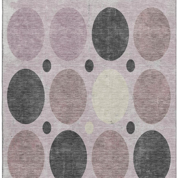 HomeRoots 10' X 14' Blush Charcoal Ivory Geometric Washable Area Rug – Stain Resistant, UV Protected & Stylish! 709150