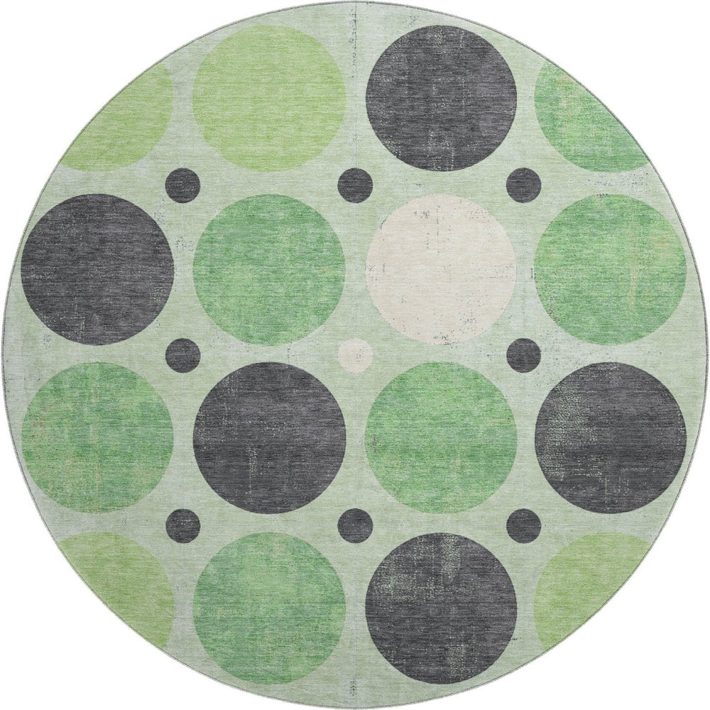 HomeRoots 8' X 10' Stylish Green Ivory Charcoal Geometric Washable Area Rug with UV Protection & Non-Slip Backing 709154