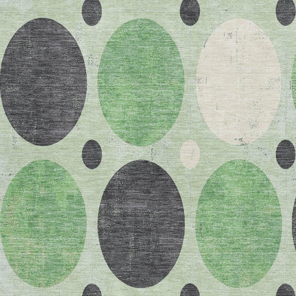 HomeRoots 10' X 14' Stylish Green, Ivory & Charcoal Geometric Area Rug - Washable, UV Protected & Durable! 709156