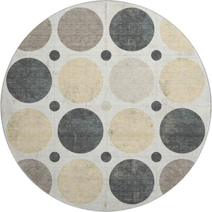 HomeRoots 8' X 10' Stylish Ivory Charcoal Beige Geometric Area Rug - Washable, UV Protected, Family-Friendly! 709160
