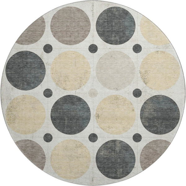 HomeRoots 8' X 10' Stylish Ivory Charcoal Beige Geometric Area Rug - Washable, UV Protected, Family-Friendly! 709160