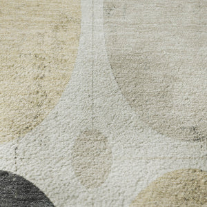 HomeRoots 8' X 10' Stylish Ivory Charcoal Beige Geometric Area Rug - Washable, UV Protected, Family-Friendly! 709160