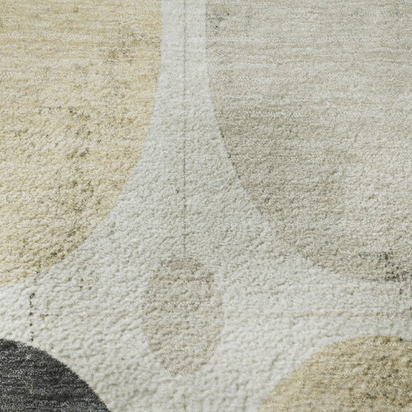 HomeRoots 8' X 10' Stylish Ivory Charcoal Beige Geometric Area Rug - Washable, UV Protected, Family-Friendly! 709160