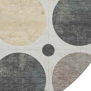 HomeRoots 8' X 10' Stylish Ivory Charcoal Beige Geometric Area Rug - Washable, UV Protected, Family-Friendly! 709160