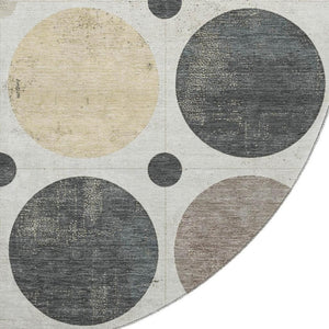 HomeRoots 8' X 10' Stylish Ivory Charcoal Beige Geometric Area Rug - Washable, UV Protected, Family-Friendly! 709160