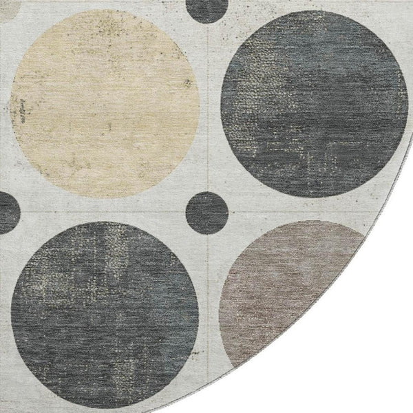 HomeRoots 8' X 10' Stylish Ivory Charcoal Beige Geometric Area Rug - Washable, UV Protected, Family-Friendly! 709160