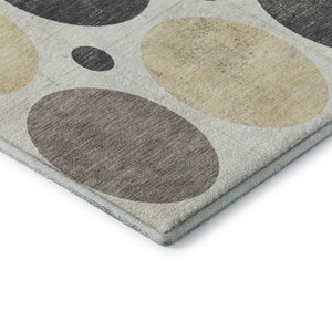 HomeRoots 9' X 12' Ivory Charcoal Beige Geometric Washable Area Rug – Durable, UV-Protected & Stylish Decor 709161