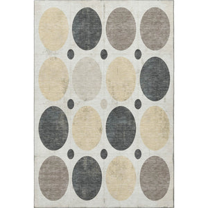 HomeRoots 9' X 12' Ivory Charcoal Beige Geometric Washable Area Rug – Durable, UV-Protected & Stylish Decor 709161