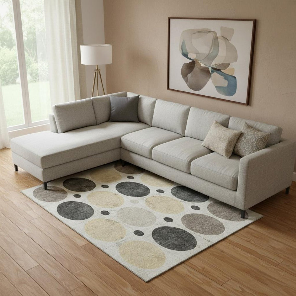HomeRoots 10' X 14' Stylish Ivory Charcoal Beige Geometric Area Rug – Washable, UV Protected & Non-Slip! 709162