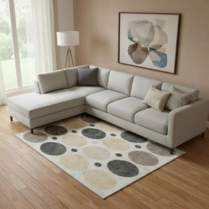 HomeRoots 10' X 14' Stylish Ivory Charcoal Beige Geometric Area Rug – Washable, UV Protected & Non-Slip! 709162
