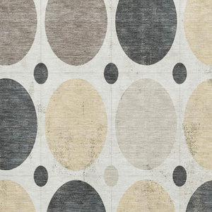 HomeRoots 10' X 14' Stylish Ivory Charcoal Beige Geometric Area Rug – Washable, UV Protected & Non-Slip! 709162