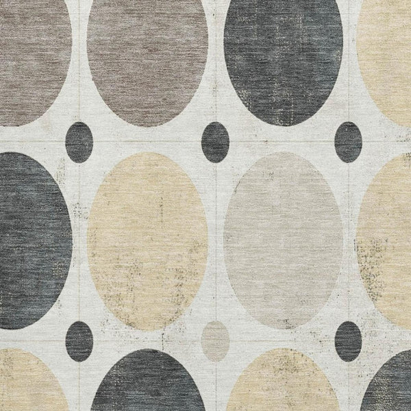 HomeRoots 10' X 14' Stylish Ivory Charcoal Beige Geometric Area Rug – Washable, UV Protected & Non-Slip! 709162