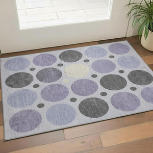 HomeRoots 5' X 8' Stylish Lavender and Charcoal Geometric Area Rug – Washable, UV Protected, Pet-Friendly! 709164