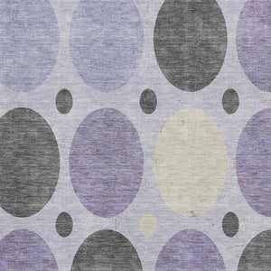 HomeRoots 5' X 8' Stylish Lavender and Charcoal Geometric Area Rug – Washable, UV Protected, Pet-Friendly! 709164