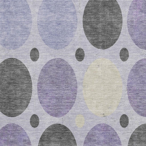 HomeRoots 5' X 8' Stylish Lavender and Charcoal Geometric Area Rug – Washable, UV Protected, Pet-Friendly! 709164