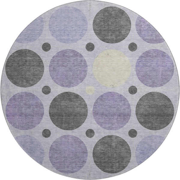 HomeRoots 8' X 10' Stylish Lavender Charcoal Ivory Geometric Washable Area Rug with UV Protection & Durability 709166