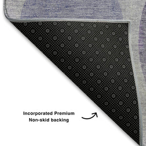 HomeRoots 8' X 10' Stylish Lavender Charcoal Ivory Geometric Washable Area Rug with UV Protection & Durability 709166