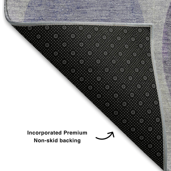 HomeRoots 8' X 10' Stylish Lavender Charcoal Ivory Geometric Washable Area Rug with UV Protection & Durability 709166