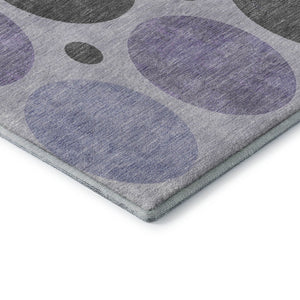 HomeRoots 8' X 10' Stylish Lavender Charcoal Ivory Geometric Washable Area Rug with UV Protection & Durability 709166