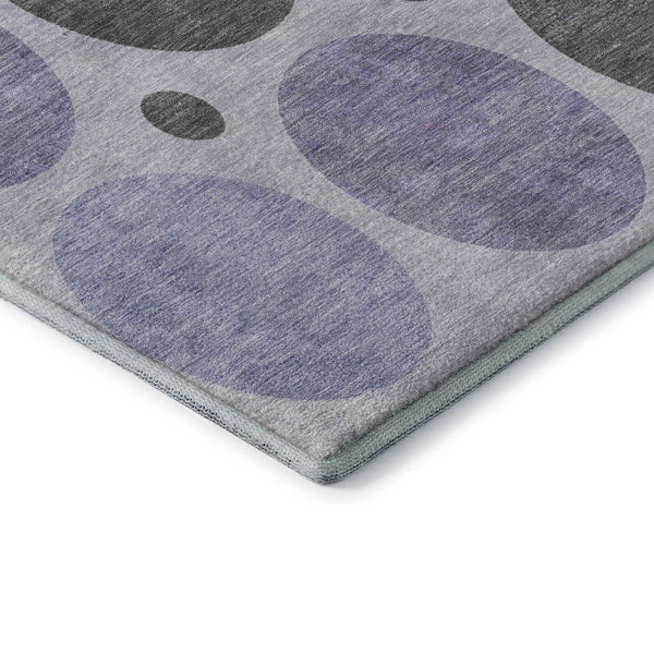 HomeRoots 8' X 10' Stylish Lavender Charcoal Ivory Geometric Washable Area Rug with UV Protection & Durability 709166
