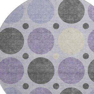 HomeRoots 8' X 10' Stylish Lavender Charcoal Ivory Geometric Washable Area Rug with UV Protection & Durability 709166