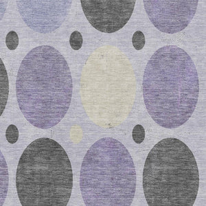 HomeRoots 9' X 12' Stylish Lavender Charcoal Geometric Area Rug - Washable, UV-Protected & Kid-Friendly! 709167