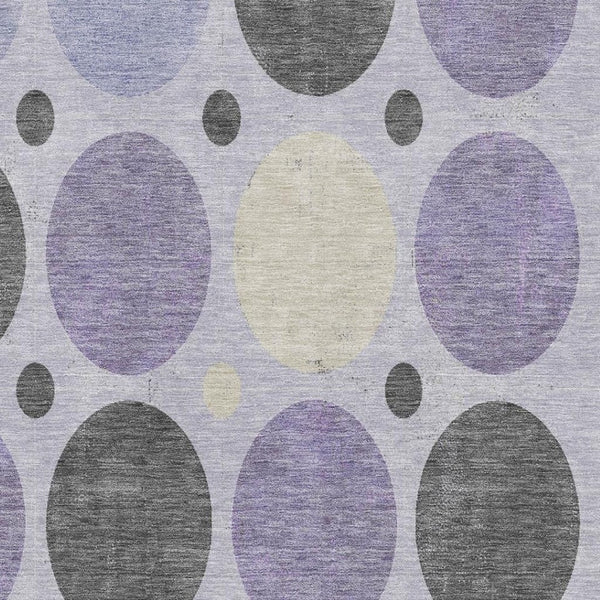 HomeRoots 9' X 12' Stylish Lavender Charcoal Geometric Area Rug - Washable, UV-Protected & Kid-Friendly! 709167