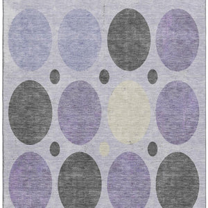 HomeRoots 9' X 12' Stylish Lavender Charcoal Geometric Area Rug - Washable, UV-Protected & Kid-Friendly! 709167