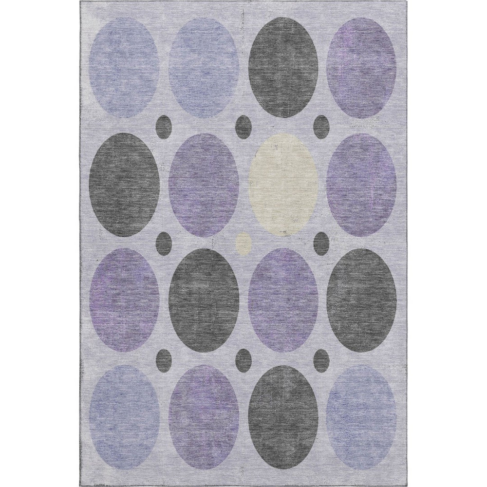 HomeRoots 10' X 14' Modern Geometric Lavender Charcoal Ivory Area Rug – Washable, UV Protected, Stylish Appeal 709168