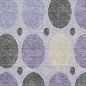 HomeRoots 10' X 14' Modern Geometric Lavender Charcoal Ivory Area Rug – Washable, UV Protected, Stylish Appeal 709168