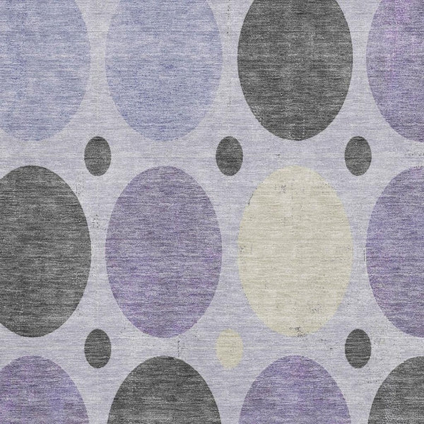 HomeRoots 10' X 14' Modern Geometric Lavender Charcoal Ivory Area Rug – Washable, UV Protected, Stylish Appeal 709168