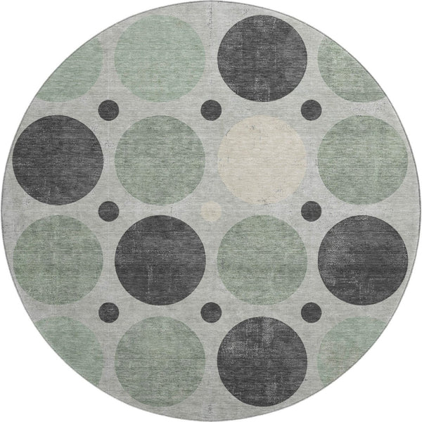 HomeRoots 8' X 10' Sage Charcoal Ivory Geometric Area Rug - Washable, UV Protected, Durable & Stylish Design 709172