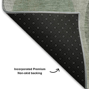HomeRoots 8' X 10' Sage Charcoal Ivory Geometric Area Rug - Washable, UV Protected, Durable & Stylish Design 709172