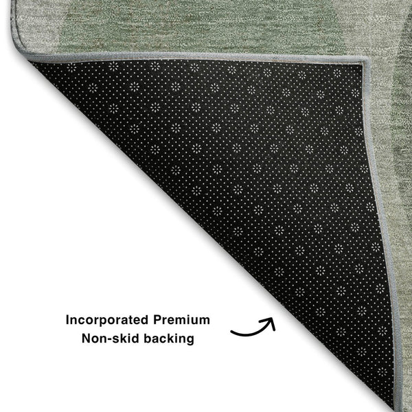 HomeRoots 8' X 10' Sage Charcoal Ivory Geometric Area Rug - Washable, UV Protected, Durable & Stylish Design 709172