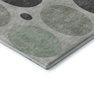 HomeRoots 8' X 10' Sage Charcoal Ivory Geometric Area Rug - Washable, UV Protected, Durable & Stylish Design 709172