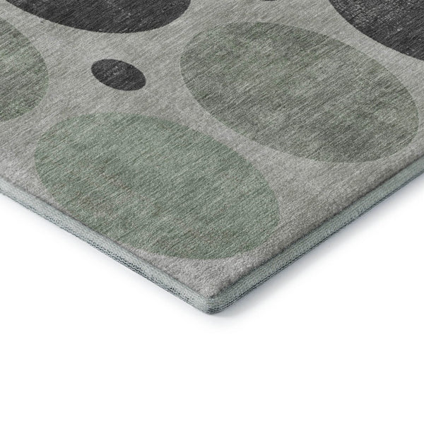 HomeRoots 8' X 10' Sage Charcoal Ivory Geometric Area Rug - Washable, UV Protected, Durable & Stylish Design 709172