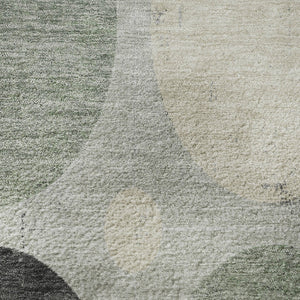 HomeRoots 8' X 10' Sage Charcoal Ivory Geometric Area Rug - Washable, UV Protected, Durable & Stylish Design 709172