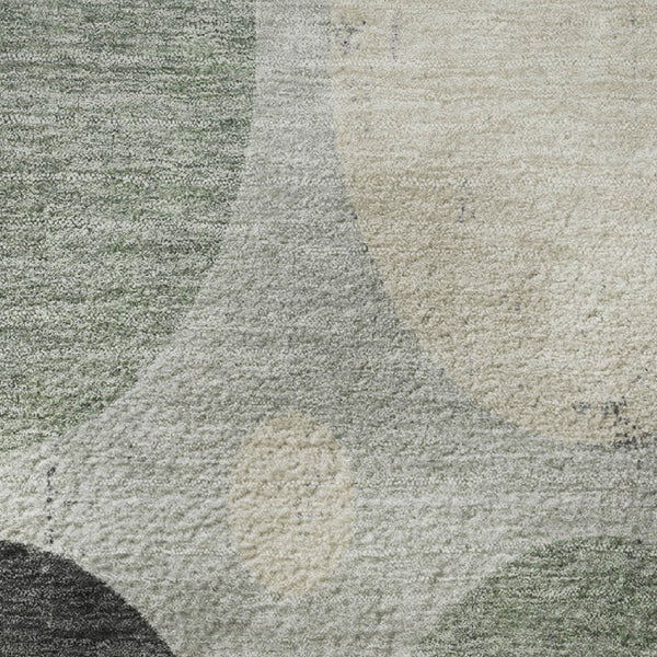 HomeRoots 8' X 10' Sage Charcoal Ivory Geometric Area Rug - Washable, UV Protected, Durable & Stylish Design 709172