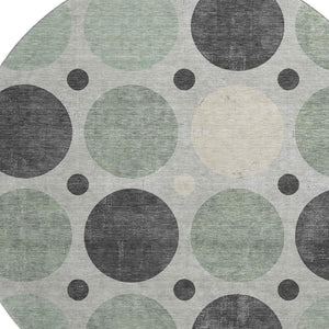 HomeRoots 8' X 10' Sage Charcoal Ivory Geometric Area Rug - Washable, UV Protected, Durable & Stylish Design 709172
