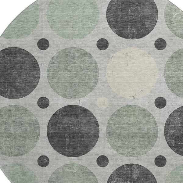 HomeRoots 8' X 10' Sage Charcoal Ivory Geometric Area Rug - Washable, UV Protected, Durable & Stylish Design 709172